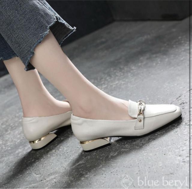 新品、未使用■blue beryl ローファー レディース 本革 アイボリー 23.5cm < 女性ファッション  新品、未使用■blue beryl ローファー レディース 本革 アイボリー 23.5cm < 女性ファッションの