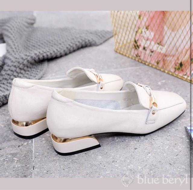 新品、未使用■blue beryl ローファー レディース 本革 アイボリー 23.5cm < 女性ファッション  新品、未使用■blue beryl ローファー レディース 本革 アイボリー 23.5cm < 女性ファッションの
