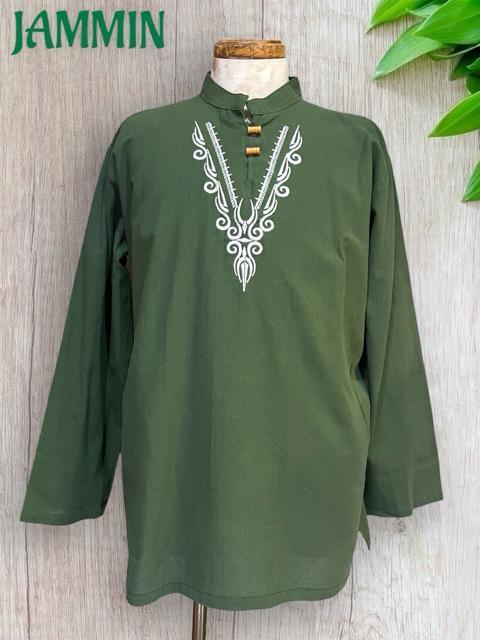 刺繍入りクルタ エスニック アジアン ヒッピー 個性派 ゆったり < 男性ファッション 刺繍入りクルタ エスニック アジアン ヒッピー 個性派 ゆったり < 男性ファッションの