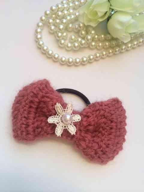 ハンドメイド ヘアゴム リボン ウール ピンク axes好き ガーリー < 女性ファッション  ハンドメイド ヘアゴム リボン ウール ピンク axes好き ガーリー < 女性ファッションの