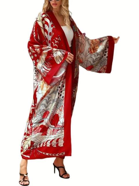 超お買い得2190円★ボヘミアンスタイルのプラスサイズ着物カーディガン、長袖ビーチカバーアップ フリーサイズ < 女性ファッション  超お買い得2190円★ボヘミアンスタイルのプラスサイズ着物カーディガン、長袖ビーチカバーアップ フリーサイズ  < 女性ファッションの