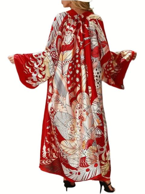 超お買い得2190円★ボヘミアンスタイルのプラスサイズ着物カーディガン、長袖ビーチカバーアップ フリーサイズ < 女性ファッション  超お買い得2190円★ボヘミアンスタイルのプラスサイズ着物カーディガン、長袖ビーチカバーアップ フリーサイズ < 女性ファッションの
