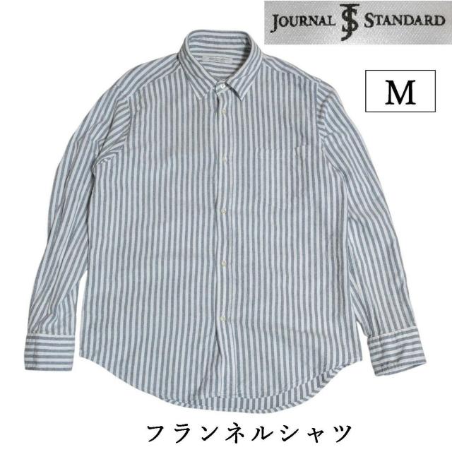 JOURNAL STANDARD ストライプ フランネル シャツ ネルシャツ ブルーグレー M メンズ ジャーナルスタンダード < ブランド  JOURNAL STANDARD ストライプ フランネル シャツ ネルシャツ ブルーグレー M メンズ ジャーナルスタンダード  < ブランドの
