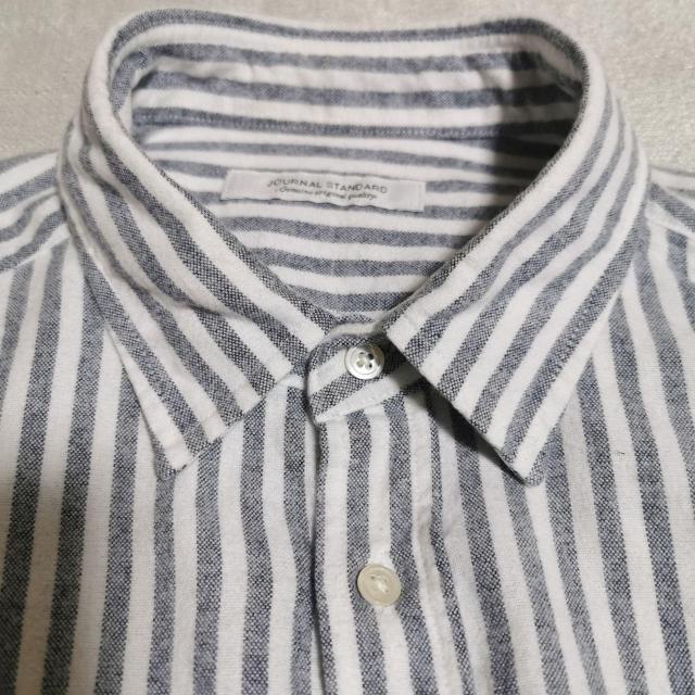 JOURNAL STANDARD ストライプ フランネル シャツ ネルシャツ ブルーグレー M メンズ ジャーナルスタンダード < ブランド  JOURNAL STANDARD ストライプ フランネル シャツ ネルシャツ ブルーグレー M メンズ ジャーナルスタンダード < ブランドの