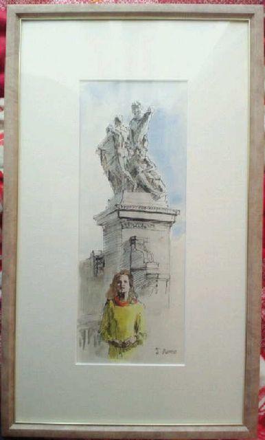 高塚省吾 水彩画『 ローマ 黄色い服の女』署名入 貴重な真筆真作 原画 < ホビー 高塚省吾 水彩画『 ローマ 黄色い服の女』署名入 貴重な真筆真作 原画 < ホビーの