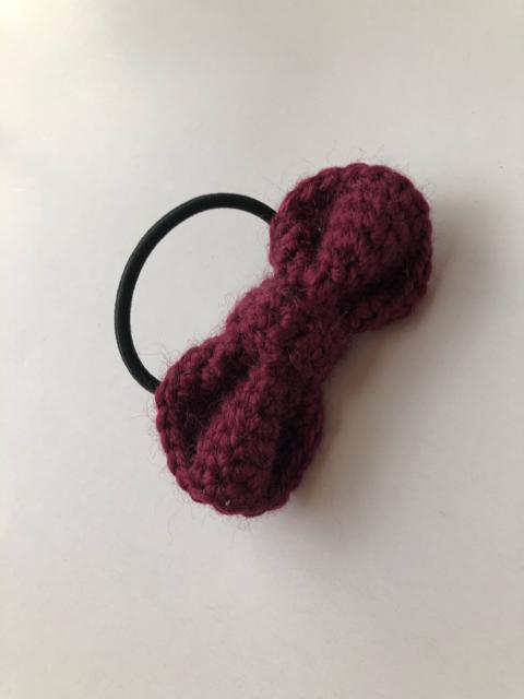 ハンドメイド ヘアゴム 丸っこいリボン ボルドー ウール < 女性ファッション  ハンドメイド ヘアゴム 丸っこいリボン ボルドー ウール < 女性ファッションの