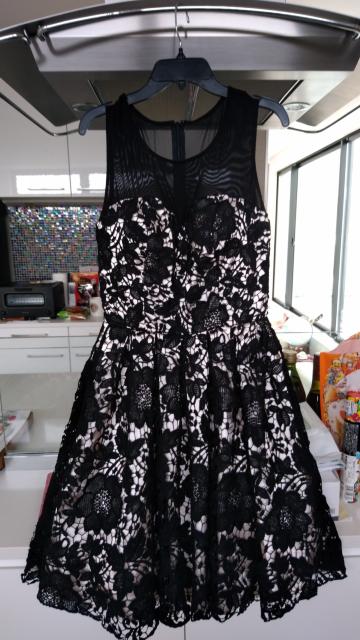 黒ミニワンピースレースドレスベージュサテンベースS~M < 女性ファッション  黒ミニワンピースレースドレスベージュサテンベースS~M  < 女性ファッションの