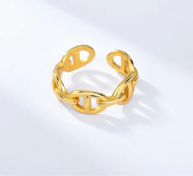 アンカーチェーンリング 指輪●フリーサイズ●Goldゴールド < 女性アクセサリー/時計 アンカーチェーンリング 指輪●フリーサイズ●Goldゴールド < 女性アクセサリー/時計の