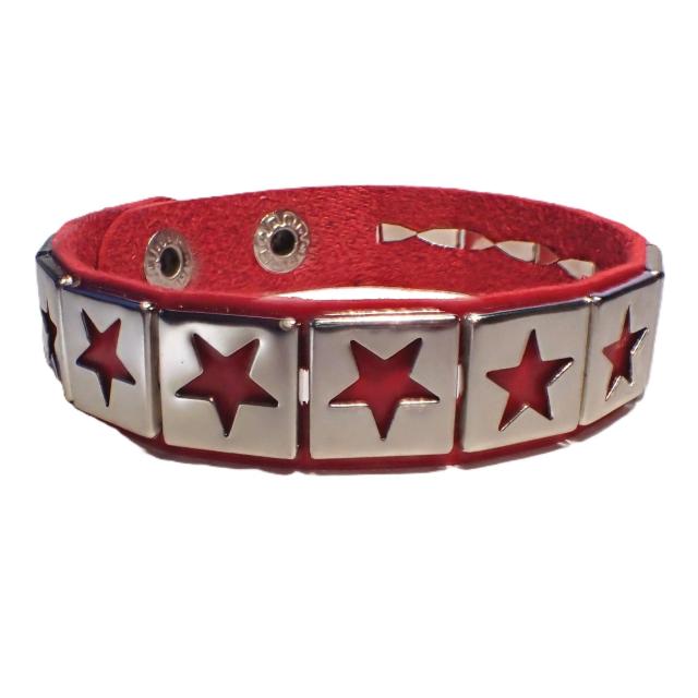スタッズ 鋲 星 スター 1列 レザーブレスレット ブレスレット アクセサリー バングル リストバンド ロック パンク 赤色 A < 男性アクセサリー/時計  スタッズ 鋲 星 スター 1列 レザーブレスレット ブレスレット アクセサリー バングル リストバンド ロック パンク 赤色 A < 男性アクセサリー/時計の