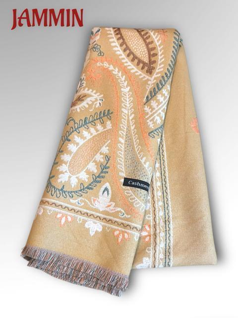 ペーズリー柄カシミヤストール ベージュ アジアン エスニック ストール マフラー カシミア < 女性ファッション  ペーズリー柄カシミヤストール ベージュ アジアン エスニック ストール マフラー カシミア  < 女性ファッションの
