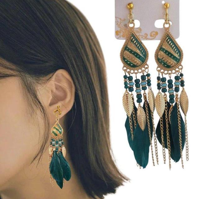 ボヘミアン・フェザーフリンジイヤリング・ピアス☆ 羽根タッセルピアス 羽根タッセルイヤリング 羽根ピアス エスニックピアス < 女性アクセサリー/時計 ボヘミアン・フェザーフリンジイヤリング・ピアス☆ 羽根タッセルピアス 羽根タッセルイヤリング 羽根ピアス エスニックピアス < 女性アクセサリー/時計の