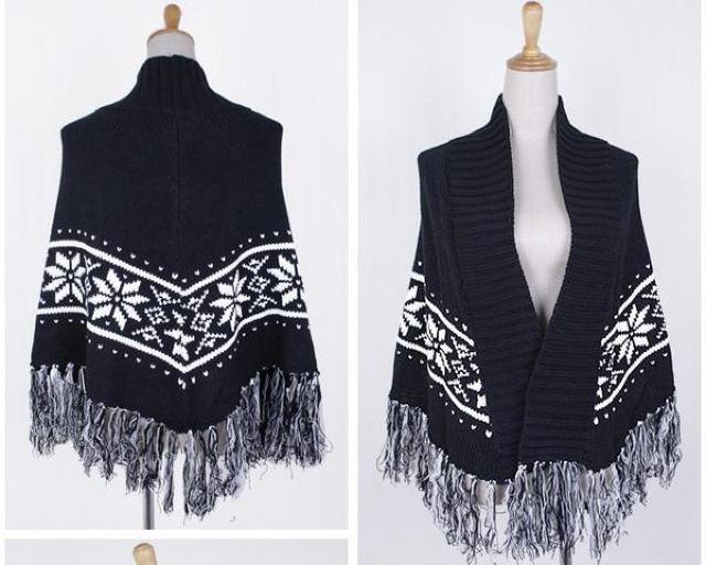 ★NEW★ノルディック柄 ポンチョ風ゆったりニットストール < 女性ファッション  ★NEW★ノルディック柄 ポンチョ風ゆったりニットストール < 女性ファッションの