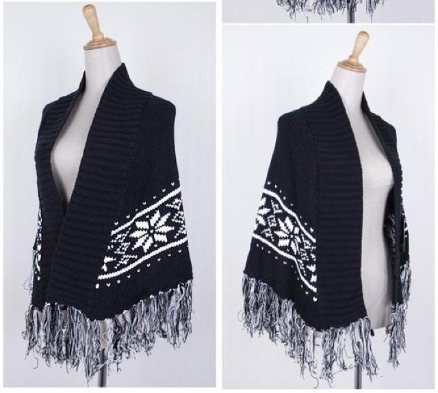 ★NEW★ノルディック柄 ポンチョ風ゆったりニットストール < 女性ファッション  ★NEW★ノルディック柄 ポンチョ風ゆったりニットストール < 女性ファッションの
