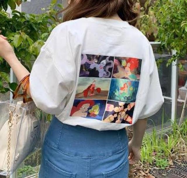 SALE●アリエル リトルマーメイド●バックプリントTシャツ●Disneyディズニー ディズニープリンセス●白ホワイト < 女性ファッション SALE●アリエル リトルマーメイド●バックプリントTシャツ●Disneyディズニー ディズニープリンセス●白ホワイト < 女性ファッションの