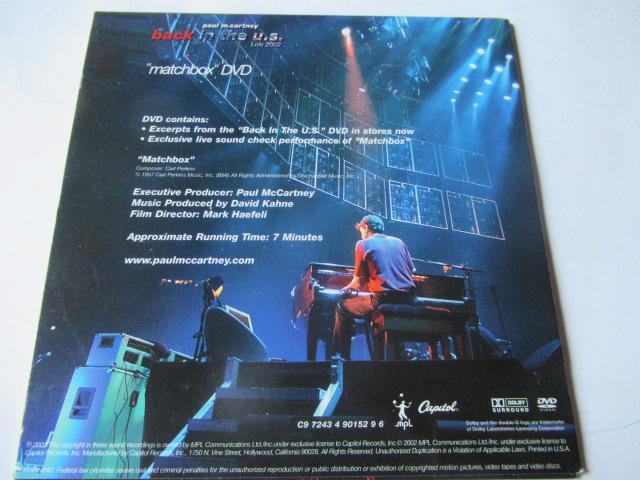 ポール・マッカートニー DVD、「 Back In The U.S. Live 2002 Matchbox 」   輸入盤 < タレントグッズ  ポール・マッカートニー DVD、「 Back In The U.S. Live 2002 Matchbox 」   輸入盤 < タレントグッズの