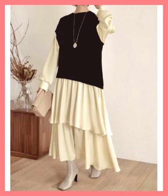 ☆リエディ☆超美品☆ニットベストコンビアシメフリルマキシワンピースM☆ < 女性ファッション  ☆リエディ☆超美品☆ニットベストコンビアシメフリルマキシワンピースM☆  < 女性ファッションの