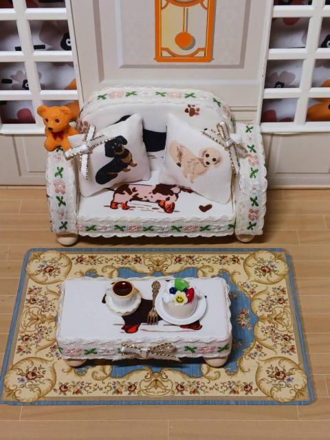 犬デザインのミニチュアソファとテーブルセット < ペット/手芸/園芸 犬デザインのミニチュアソファとテーブルセット < ペット/手芸/園芸の