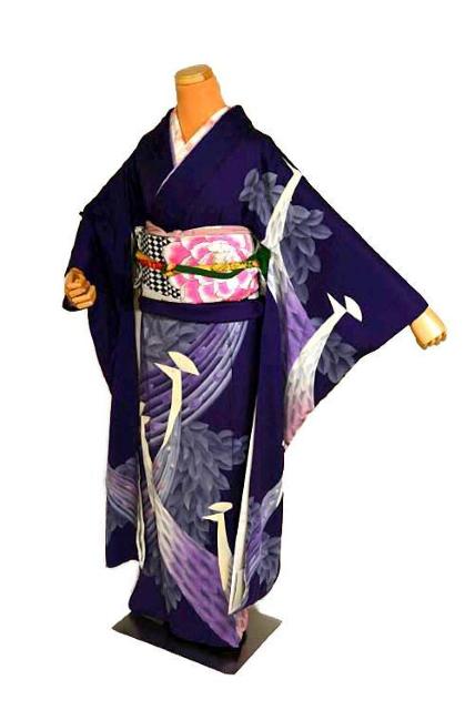 【最高級】美品 紫紺色 銀彩 孔雀文 やまと誂製 振袖 身丈166.5cm 裄丈67cm T3438 < 女性ファッション  【最高級】美品 紫紺色 銀彩 孔雀文 やまと誂製 振袖 身丈166.5cm 裄丈67cm T3438  < 女性ファッションの