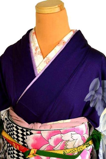 【最高級】美品 紫紺色 銀彩 孔雀文 やまと誂製 振袖 身丈166.5cm 裄丈67cm T3438 < 女性ファッション  【最高級】美品 紫紺色 銀彩 孔雀文 やまと誂製 振袖 身丈166.5cm 裄丈67cm T3438 < 女性ファッションの