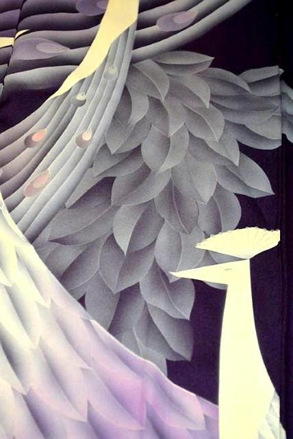 【最高級】美品 紫紺色 銀彩 孔雀文 やまと誂製 振袖 身丈166.5cm 裄丈67cm T3438 < 女性ファッション  【最高級】美品 紫紺色 銀彩 孔雀文 やまと誂製 振袖 身丈166.5cm 裄丈67cm T3438 < 女性ファッションの