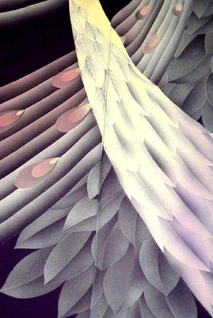 【最高級】美品 紫紺色 銀彩 孔雀文 やまと誂製 振袖 身丈166.5cm 裄丈67cm T3438 < 女性ファッション  【最高級】美品 紫紺色 銀彩 孔雀文 やまと誂製 振袖 身丈166.5cm 裄丈67cm T3438 < 女性ファッションの