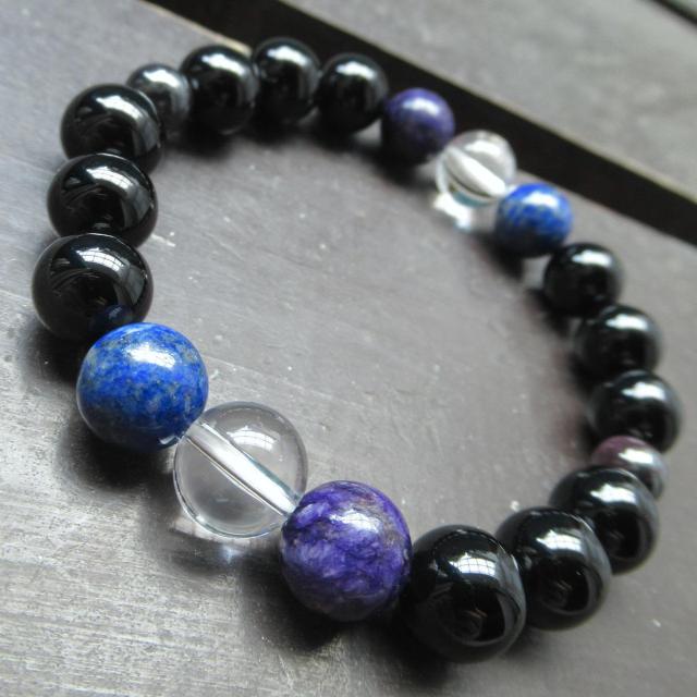 ラピスラズリxチャロアイトxスギライトxオニキス 天然石 < 女性アクセサリー/時計 ラピスラズリxチャロアイトxスギライトxオニキス 天然石 < 女性アクセサリー/時計の