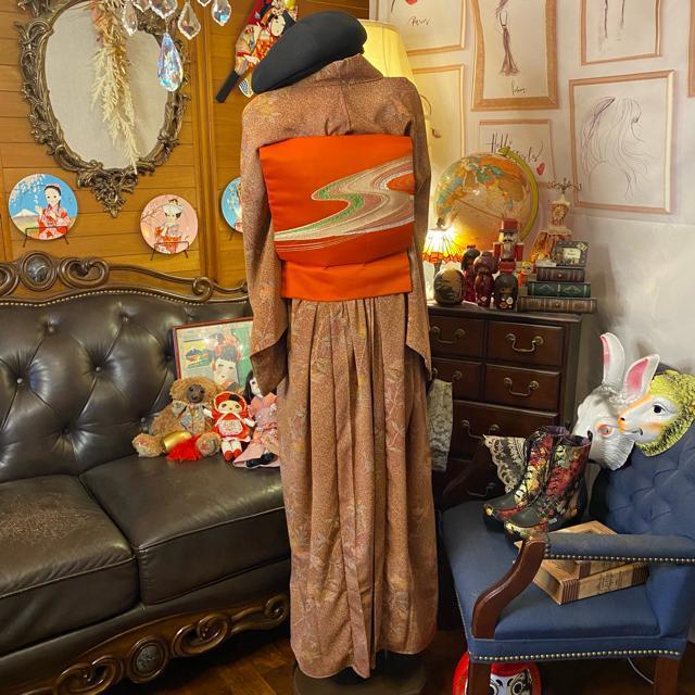 和洋折衷 着物 ワンピース ドレス 和ロリ スーパーロング丈 2部式 作り帯 リメイク 洗える 化繊ハンドメイド 古着 MKW-8 < 女性ファッション  和洋折衷 着物 ワンピース ドレス 和ロリ スーパーロング丈 2部式 作り帯 リメイク 洗える 化繊ハンドメイド 古着 MKW-8 < 女性ファッションの