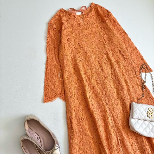 ◆美品◆マリリンムーン◆総レースロングワンピース◆ドレス◆オケージョン◆オレンジ < 女性ファッション  ◆美品◆マリリンムーン◆総レースロングワンピース◆ドレス◆オケージョン◆オレンジ < 女性ファッションの