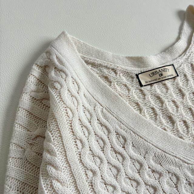 ◆極美品◆ケーブルショート丈長袖ニットカーディガン◆アイボリーホワイト◆大きめ < 女性ファッション ◆極美品◆ケーブルショート丈長袖ニットカーディガン◆アイボリーホワイト◆大きめ < 女性ファッションの