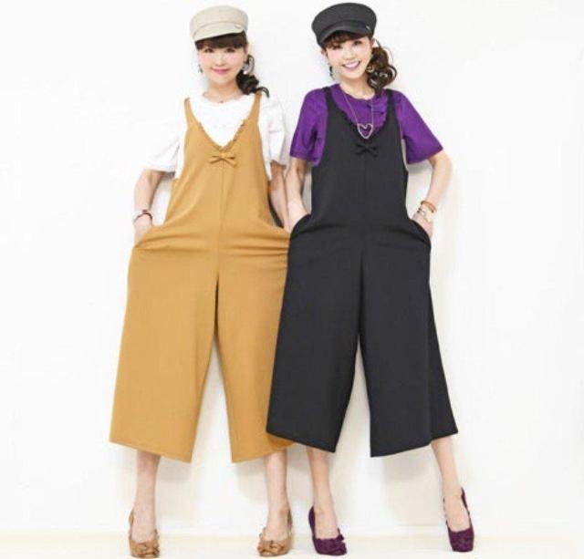 QVC☆アンドラブ☆らくらくキュートなリボンポイントふりるサロペット☆黒3L < 女性ファッション QVC☆アンドラブ☆らくらくキュートなリボンポイントふりるサロペット☆黒3L < 女性ファッションの