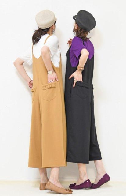 QVC☆アンドラブ☆らくらくキュートなリボンポイントふりるサロペット☆黒3L < 女性ファッション QVC☆アンドラブ☆らくらくキュートなリボンポイントふりるサロペット☆黒3L < 女性ファッションの