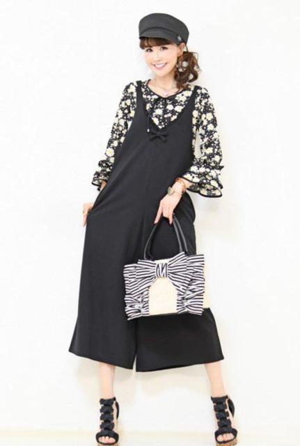 QVC☆アンドラブ☆らくらくキュートなリボンポイントふりるサロペット☆黒3L < 女性ファッション QVC☆アンドラブ☆らくらくキュートなリボンポイントふりるサロペット☆黒3L < 女性ファッションの