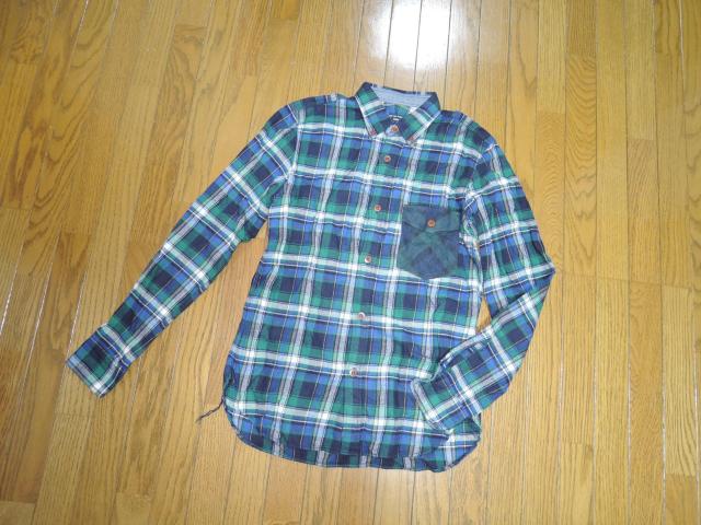 COMME des GARCONS HOMME コムデギャルソン チェックシャツ XS 緑系 長袖 ポケ切替え < ブランド  COMME des GARCONS HOMME コムデギャルソン チェックシャツ XS 緑系 長袖 ポケ切替え < ブランドの