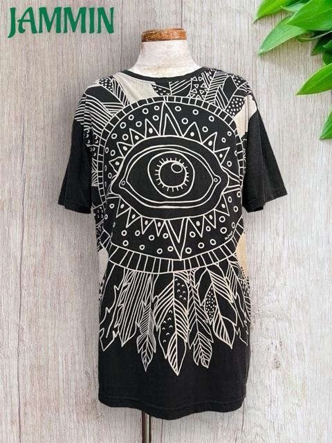 フェザーアイTシャツ 目 羽根 アジアン ヒッピー エスニック 個性派 サイケ < 男性ファッション フェザーアイTシャツ 目 羽根 アジアン ヒッピー エスニック 個性派 サイケ < 男性ファッションの