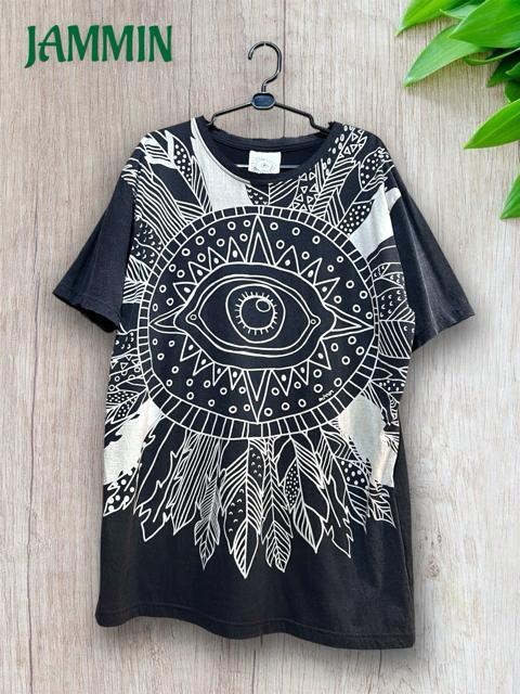 フェザーアイTシャツ 目 羽根 アジアン ヒッピー エスニック 個性派 サイケ < 男性ファッション フェザーアイTシャツ 目 羽根 アジアン ヒッピー エスニック 個性派 サイケ < 男性ファッションの