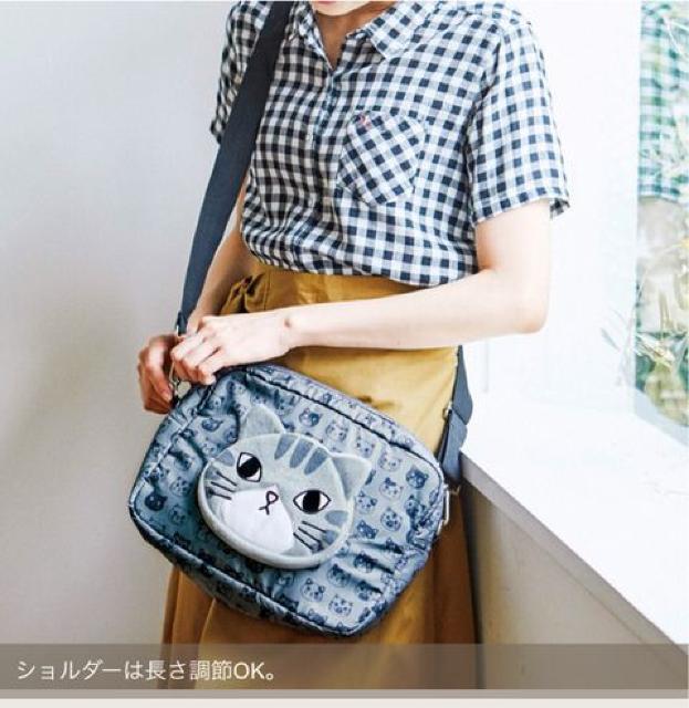フェリシモ猫部・猫フェイスポケット付ショルダーバッグ。茶 < ブランド  フェリシモ猫部・猫フェイスポケット付ショルダーバッグ。茶 < ブランドの