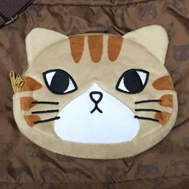 フェリシモ猫部・猫フェイスポケット付ショルダーバッグ。茶 < ブランド  フェリシモ猫部・猫フェイスポケット付ショルダーバッグ。茶 < ブランドの