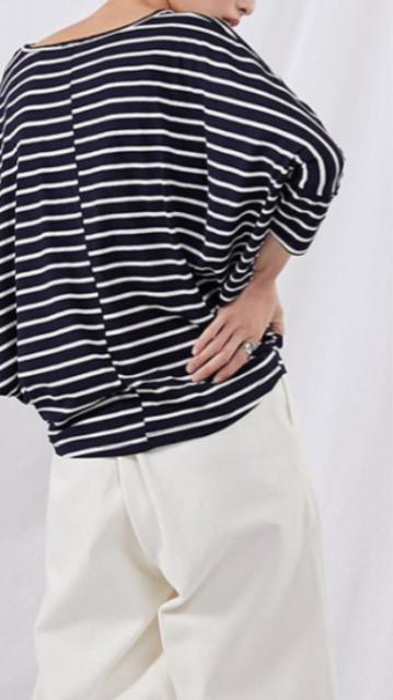 新品薄手ドルマンリブカットソー7分ボーダー柄F < 女性ファッション  新品薄手ドルマンリブカットソー7分ボーダー柄F < 女性ファッションの