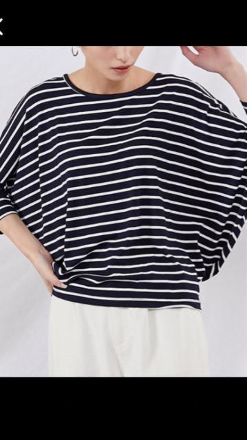 新品薄手ドルマンリブカットソー7分ボーダー柄F < 女性ファッション  新品薄手ドルマンリブカットソー7分ボーダー柄F < 女性ファッションの