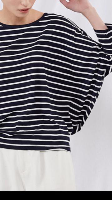 新品薄手ドルマンリブカットソー7分ボーダー柄F < 女性ファッション  新品薄手ドルマンリブカットソー7分ボーダー柄F < 女性ファッションの