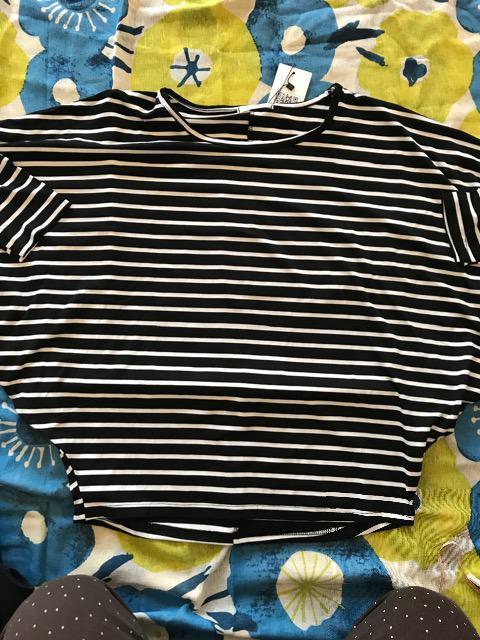 新品薄手ドルマンリブカットソー7分ボーダー柄F < 女性ファッション  新品薄手ドルマンリブカットソー7分ボーダー柄F < 女性ファッションの