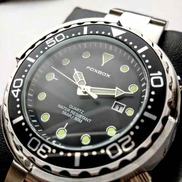 FOXBOX@rv@DIVER TYPE watch@ciʁ@WATER RESISTANTO 50l@ Oa SW~  jANZT[/v 