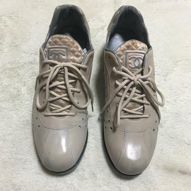 激レア 正規品 ヴィンテージ シャネル レザースニーカー ピンクベージュ 37 < ブランド  激レア 正規品 ヴィンテージ シャネル レザースニーカー ピンクベージュ 37  < ブランドの