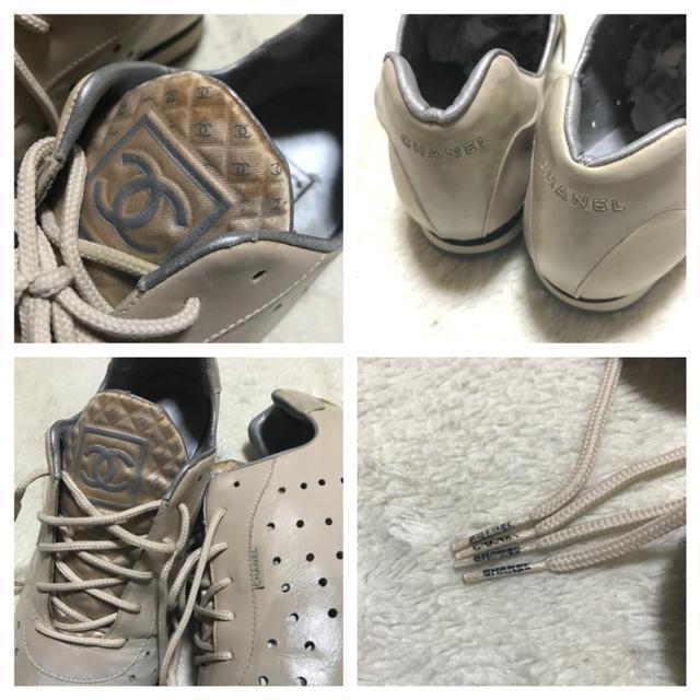 激レア 正規品 ヴィンテージ シャネル レザースニーカー ピンクベージュ 37 < ブランド  激レア 正規品 ヴィンテージ シャネル レザースニーカー ピンクベージュ 37 < ブランドの