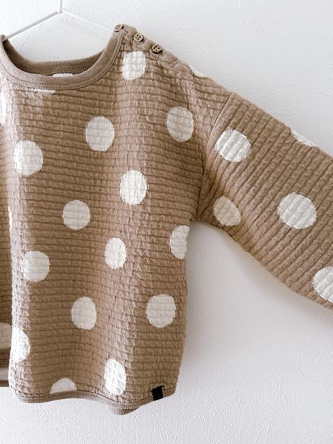 【tete a tete 】ドット柄キルトトレーナー 110cm < キッズ/ベビー 【tete a tete 】ドット柄キルトトレーナー 110cm < キッズ/ベビーの