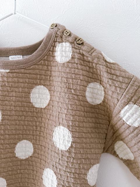 【tete a tete 】ドット柄キルトトレーナー 110cm < キッズ/ベビー 【tete a tete 】ドット柄キルトトレーナー 110cm < キッズ/ベビーの