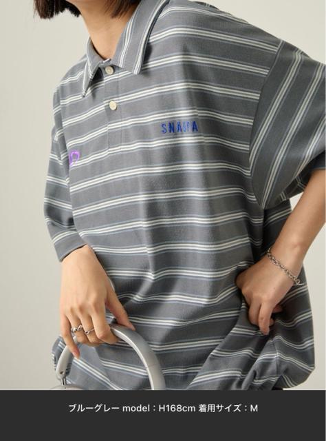 ビッグシルエット ロゴ刺繍 ボーダー半袖ラガーポロシャツ < 女性ファッション ビッグシルエット ロゴ刺繍 ボーダー半袖ラガーポロシャツ < 女性ファッションの