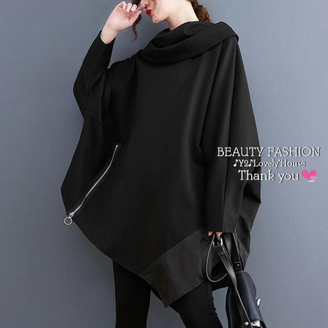 〜3L4L*ドレープネックZIP×Dカンアシンメトリーチュニック* < 女性ファッション 〜3L4L*ドレープネックZIP×Dカンアシンメトリーチュニック* < 女性ファッションの