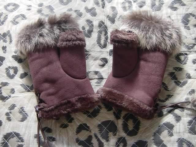 ラビ毛付きあったか指先フリー手袋 < 女性ファッション  ラビ毛付きあったか指先フリー手袋  < 女性ファッションの