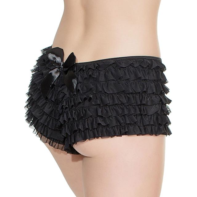 フリル&バックリボン付き キュートなフリフリショーツ ブラック < 女性ファッション  フリル&バックリボン付き キュートなフリフリショーツ ブラック  < 女性ファッションの